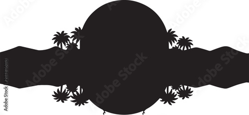 Tropical Palm Trees Ribbon Circle Badge
