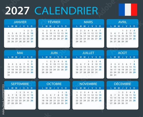 2027 Calendar France - vector template graphic illustration - French version