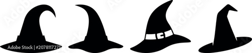Fotografía Halloween day witch hats silhouettes for spooky decorations and costumes