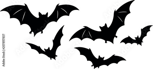 Quadro su tela Eight spooky carved jack o lanterns on a white background
