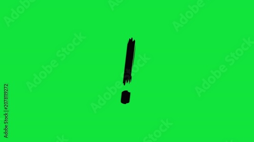 Exclamation Mark Brush Stroke Animation on Green Screen