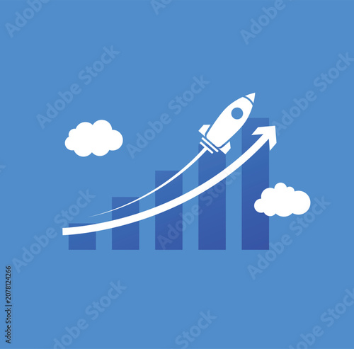 business rocket growth arrow background with success graph