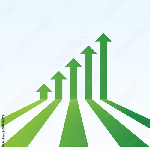 corporate green business arrow showing upward trend