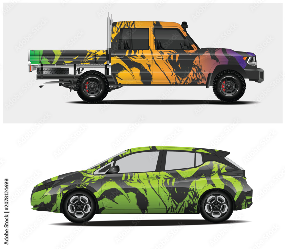 Fototapeta premium Dynamic Camouflage Car Wrap Design