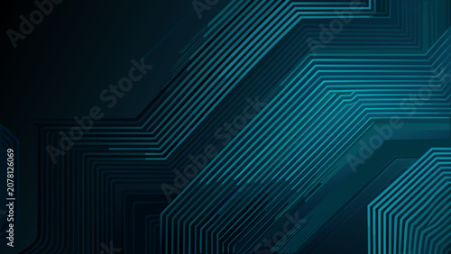 Tableau sur toile Parallel lines pattern in teal and dark blue an abstract geometric vector illust