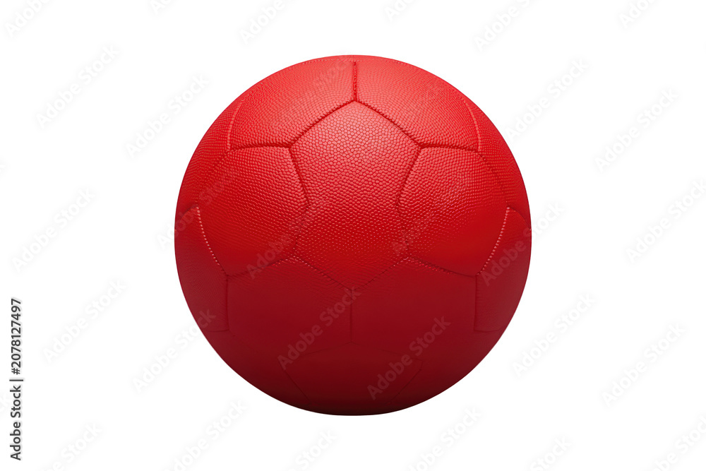 Naklejka premium Red soccer ball isolated on a transparent background, symbolizing competition, athletic activity, and team sports