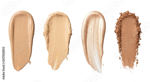 Tableau sur toile Liquid foundation and face powder swatches set