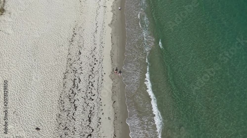 Aerial view of Laxe coastal town and beach in galicia