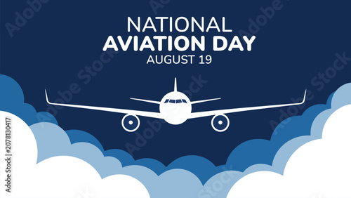 Foto national aviation day illustration with commercial airplane above clouds celebra