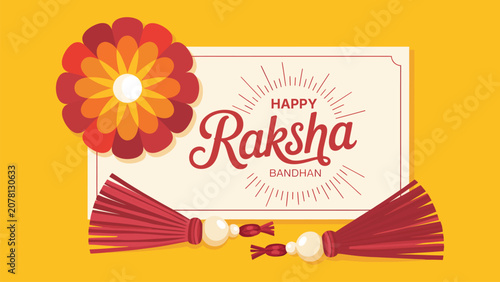 Schilderij op canvas happy raksha bandhan greeting card with traditional rakhi bracelets floral decor