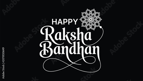 Schilderij op canvas happy raksha bandhan elegant monochrome typography with decorative rakhi ornamen