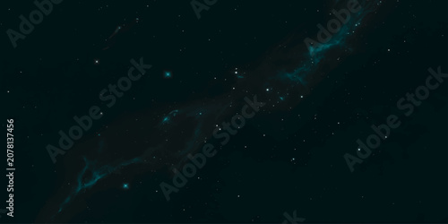 Tableau sur toile A distant nebula glows with ethereal turquoise light, a vast cosmic cloud teeming with nascent stars, hinting at the universe's infinite wonders