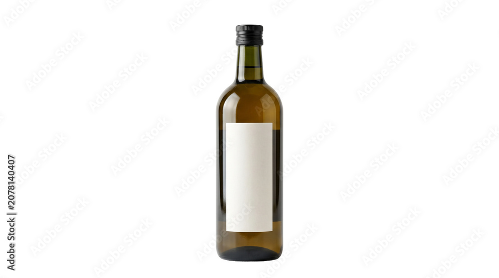Obraz premium Brown glass wine bottle with label.