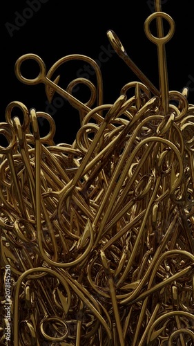 Golden Fishing Hook Portrait Vertical Video Animation Curtain Transition Effect Transparent Background Alpha Channel