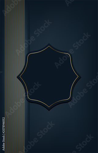 Vector luxury elegant certificate background with dark blue texture and empty badge frame