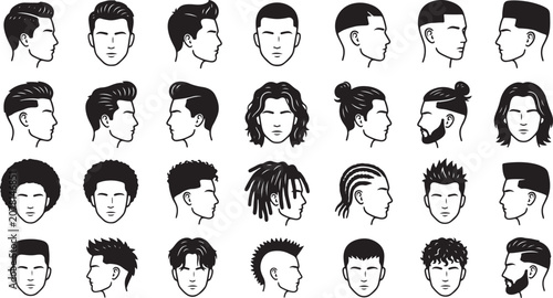 Foto Men Haircuts Icon Set Vector Male Hairstyles Barber Shop Guide Avatar Profiles L