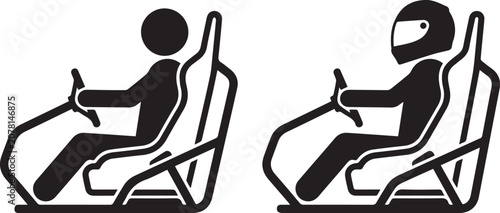 Konstfotografi Two black silhouettes of people riding roller coasters with safety restraints on