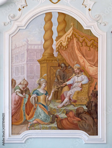 Ceiling frescoe by Johann Adam Remele in Joseph Hall, Cistercian Abbey of Bronnbach in Reicholzheim near Wertheim, Germany