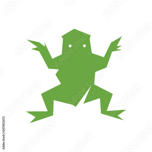 Green Frog Silhouette Vector Illustration Minimal Amphibian Animal Icon