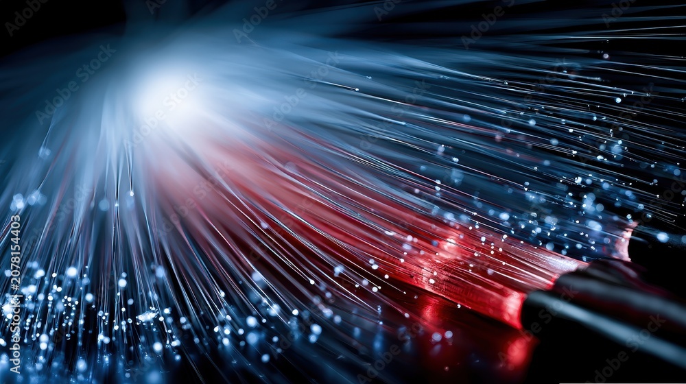 Fototapeta premium Abstract fiber optic background with light trails