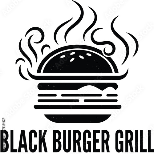 A steaming hot burger grill illustration shows a delicious meal being prepared indoors.
