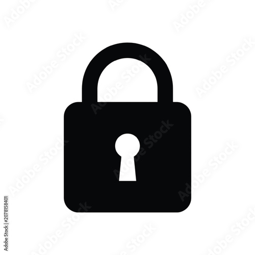 The padlock with a keyhole is securely locked on a white background in a graphic illustration.