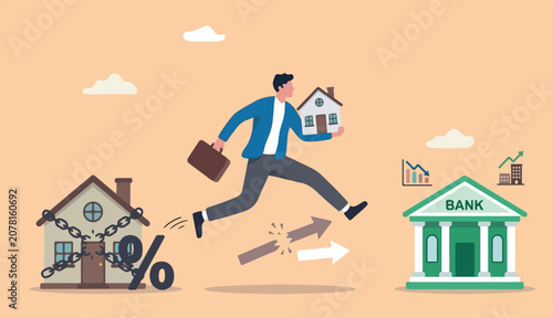 Quadro su tela Refinance change mortgage agreement to new bank, replace debt obligation with be