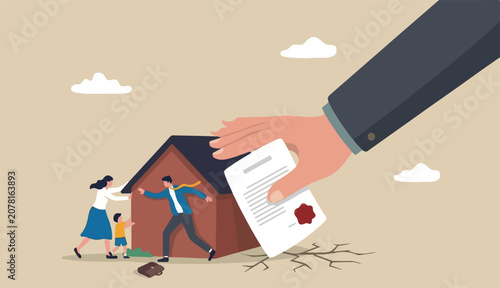Obraz na plátně Eviction mortgage debt foreclosure difficulty too payback bank mortgage loan con