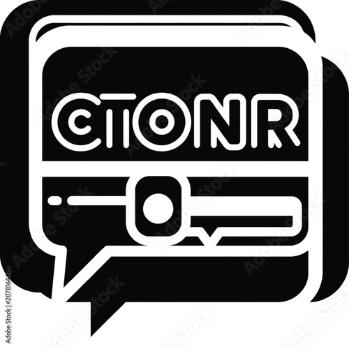 A close-up view of a sleek, modern chat bubble icon with a camera and CIONR text on a white background.