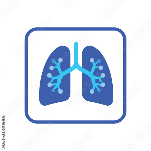 Lungs Anatomy Symbol Flat Blue Icon With White Branching Airways