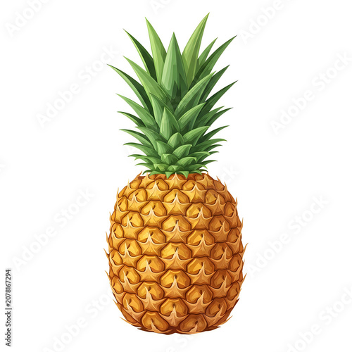 Pineapple fruit with green leaves
