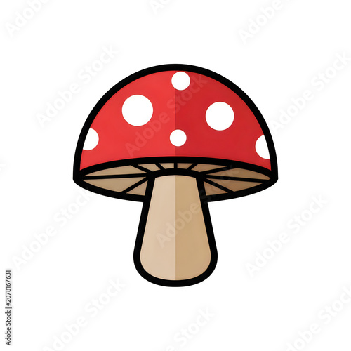 Cartoon red mushroom with white spots