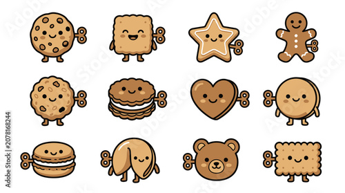 Fotografie Cookie and biscuit characters with wind-up keys.