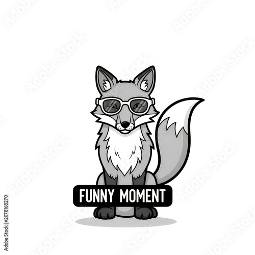 Funny cartoon fox with sunglasses