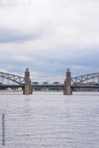    Saint Petersburg, Russia, June 27, 2026. View of the central part of the Bolshoy Okhtinsky Bridge.                            