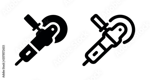 Valokuva Angle grinder power tool icon in solid and outline style