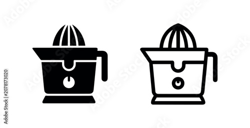 Tableau sur toile Citrus juicer or fruit squeezer icon set, filled and outline versions for kitchen and healthy drinks