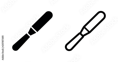 Cuadro en lienzo Butter knife and palette knife icon, kitchen and art tool symbol