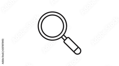 Bold search magnifying glass linear icon.