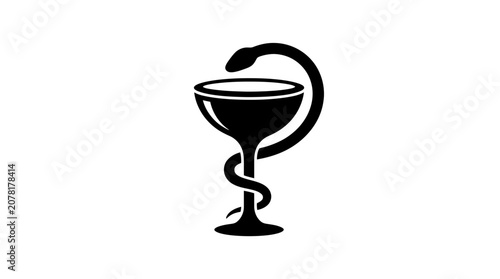 Bowl of Hygieia symbol for pharmacy and medicine.