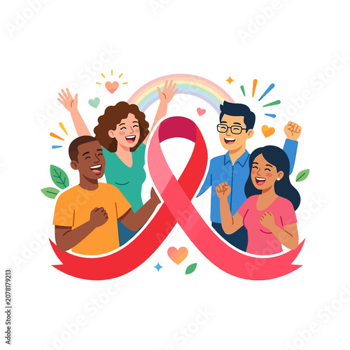 The Image Is An Illustration Of A Group Of Five People Two Men And Two