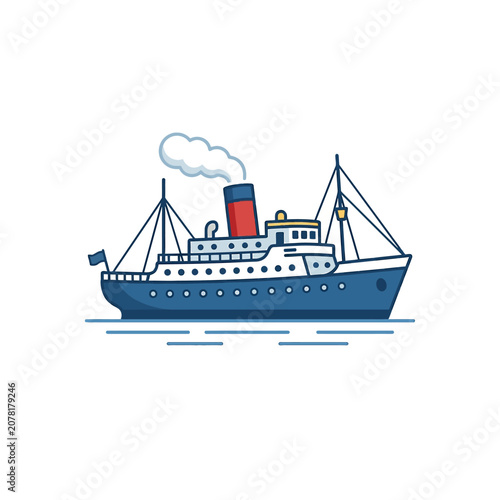 The Image Is An Illustration Of A Large Cruise Ship The Ship Is Blue In