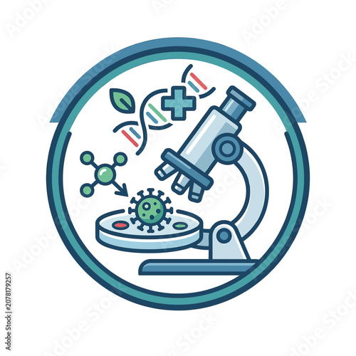The Image Is An Illustration Of A Microscope And A Virus The Microscope Is