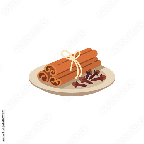 The Image Is An Illustration Of A Plate With A Bunch Of Cinnamon Sticks