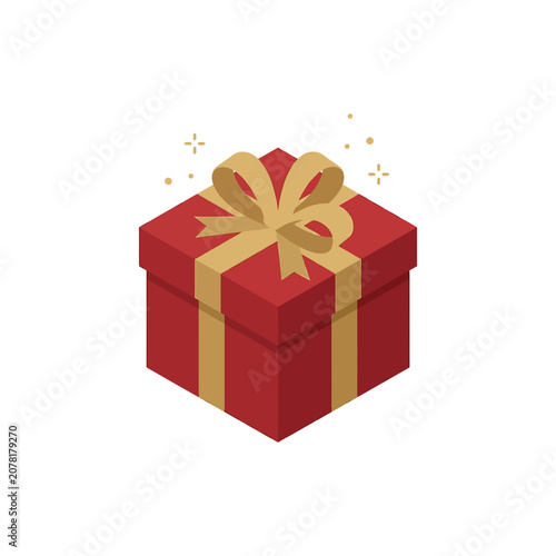 The Image Is An Illustration Of A Red Gift Box With A Gold Ribbon Tied In