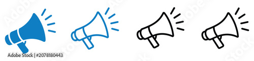 Foto Megaphone marketing vector icon set with loudspeaker symbols for public announce