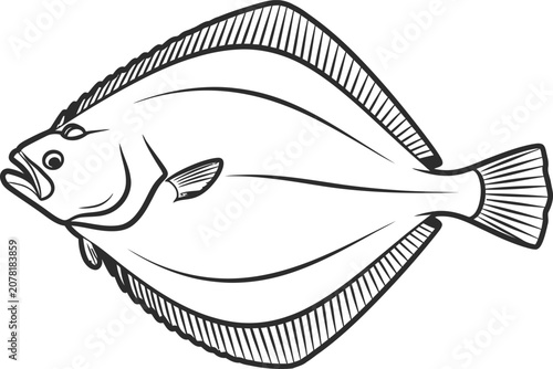 Silhouette vector flatfish illustration isolated on a white background design