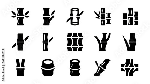 Obraz na plátně Bamboo Icons Set: Various Styles and Compositions