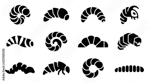 Obraz na płótnie Insect Larva Collection: Vector Icons of Caterpillars, Grubs, and Worms