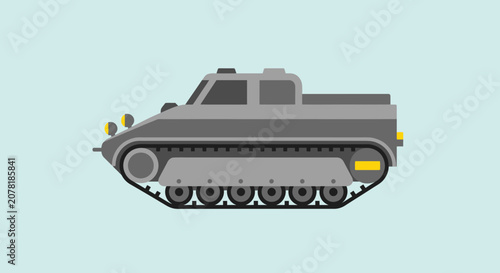 Gray Armored Personnel Carrier Illustration, Military Vehicle, Flat Design